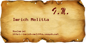 Imrich Melitta névjegykártya